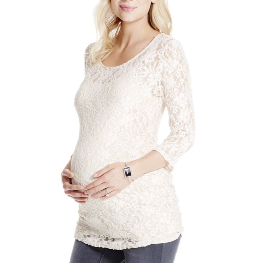 EUC Jessica Simpson floral lace maternity top L
